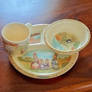 Sweet Family Bunny Rabbit pecoware melamine plate, bowl and cup set